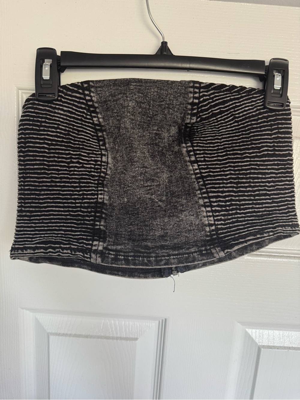 Fashion Nova Black & Gray Striped Crop Tube Top